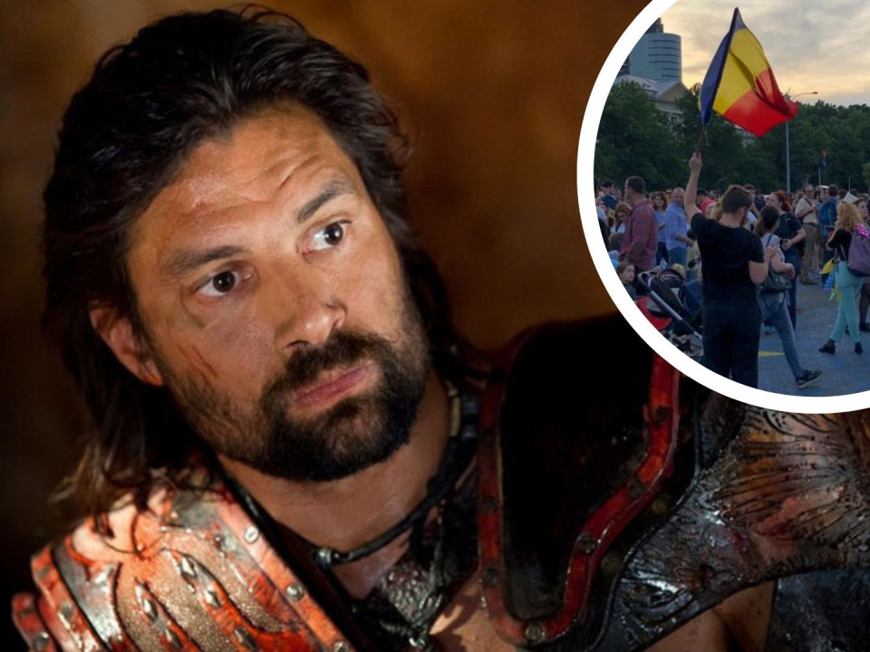 Un actor din „Spartacus” s-a filmat alături de românii care au sărbătorit în Piața Victoriei