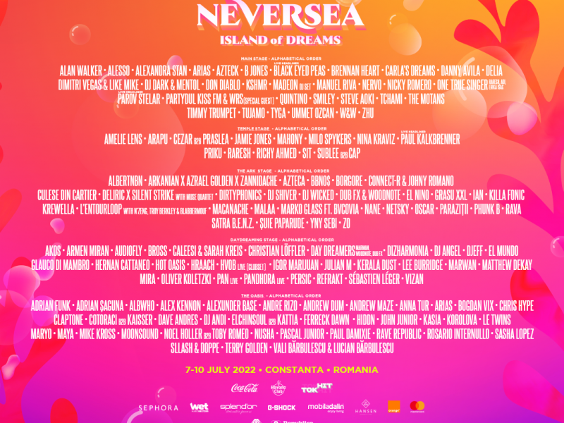 S-a anunțat line-up-ul pe zile la Neversea Festival: vezi în ce zile cântă artiștii tăi preferați