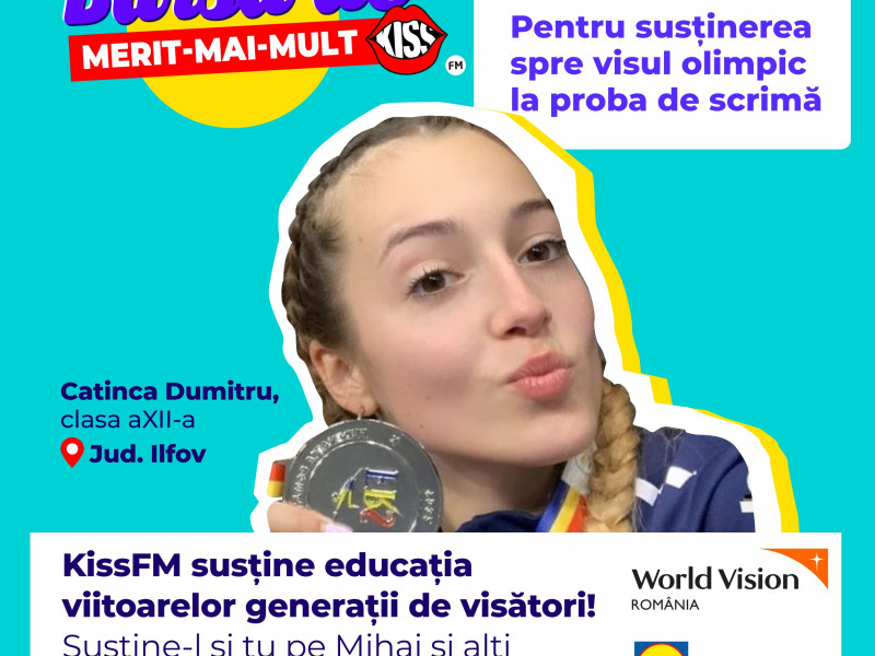 #BursadeMeritMaiMult: Cunoaște-o pe Catinca, scrimera care vrea să calce pe urmele Anei Maria Brânză