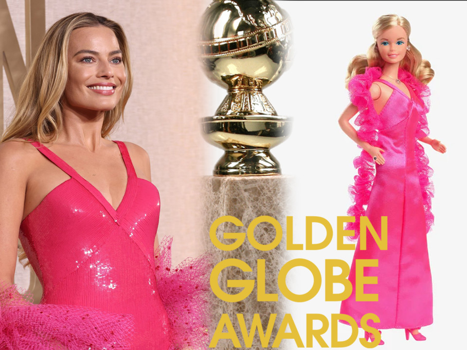 Margot Robbie s-a îmbrăcat în Barbie la Globurile de Aur 2024
